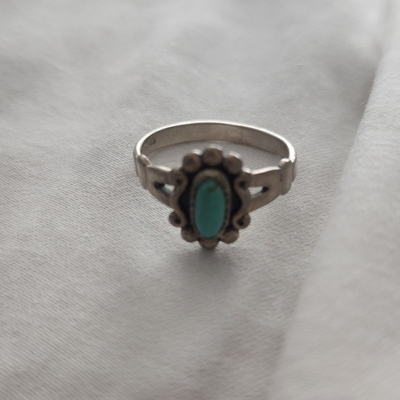 Vtg Bell Trading Post Navajo Sterling Silver 0.35 Ct Natural Blue Candelaria - Picture 2 of 5